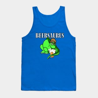 Funny BEERSAURUS Dino Dinosaur Beanie wearing Beer Lover Saurus Tank Top